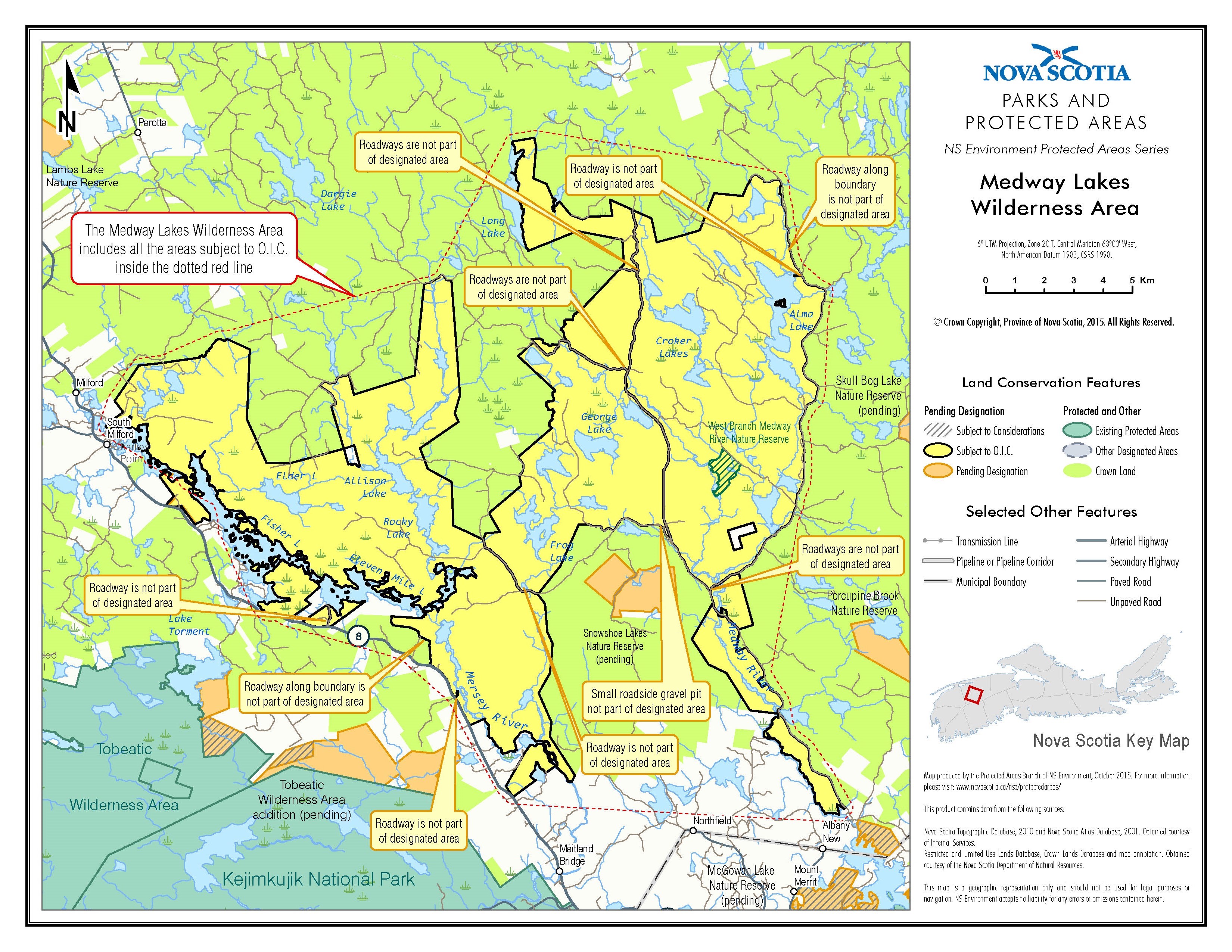 Approximate boundaries of Medway Lakes Wilderness Area